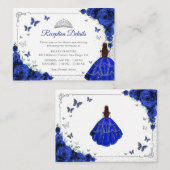 Royal Blue Silver Quincenarea Reception Details エンクロージャーカード (正面/裏面)