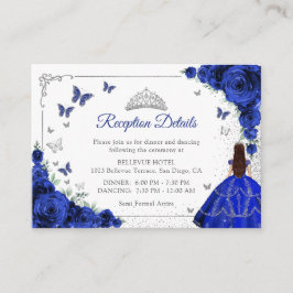 Royal Blue Silver Quincenarea Reception Details エンクロージャーカード