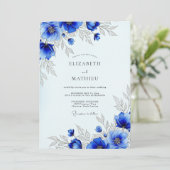 Royal Blue Striking Botanical Wedding 招待状 (スタンド正面)