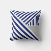 Royal Blue Stripes and Grey クッション (正面)