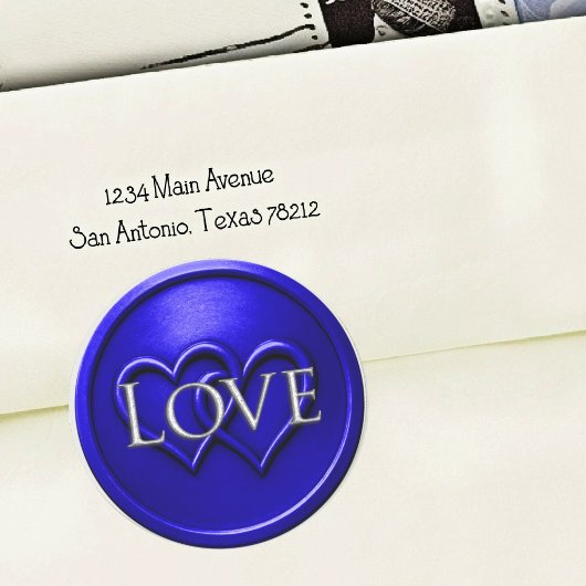 Royal Blue Two Hearts Intertwined Wedding ラウンドシール