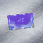 Royal Blue Wave Abstract Gold Line Geometric マグネット名刺 (インサイチュ)