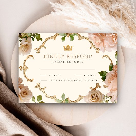 Royal Blush Pink Roses Indian Wedding 出欠カード