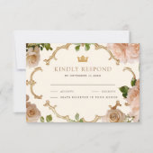 Royal Blush Pink Roses Indian Wedding 出欠カード (正面)