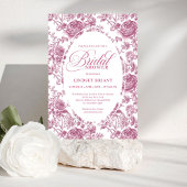 Royal Blush Velvet Rose Pattern Bridal Shower  招待状