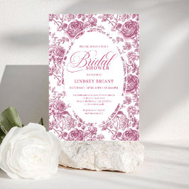 Royal Blush Velvet Rose Pattern Bridal Shower  招待状