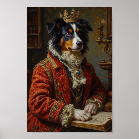 Royal Border Collie Portrait ポスター (正面)