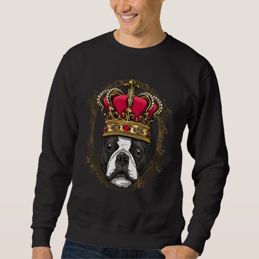 Royal Boston Terrier King Queen Princess Puppy Pet スウェットシャツ (正面)