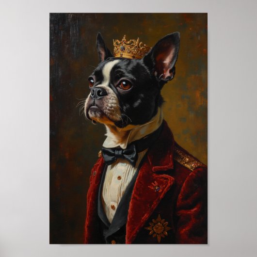 Royal Boston Terrier Portrait ポスター (正面)
