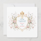 Royal Botanical Elegant Regal Floral Crest Wedding 招待状 (正面)
