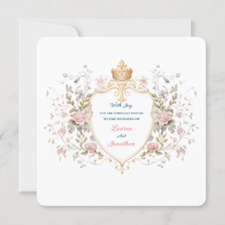 Royal Botanical Elegant Regal Floral Crest Wedding 招待状