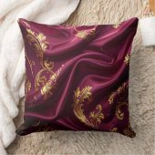 Royal Burgundy & Gold Majestic Filigree クッション (ブランケット)