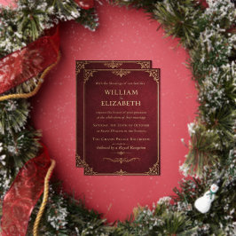 Royal Burgundy & Gold Wedding Invitation 箔招待状
