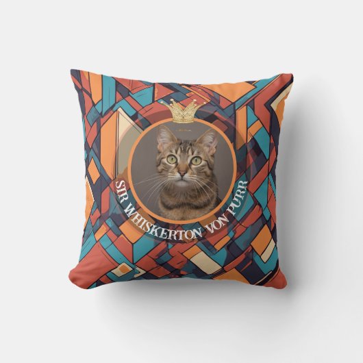 Royal Cat Abstract Geometric Aristocrat Pattern  クッション (正面)