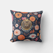 Royal Cat Dark Navy Floral Aristocrat Pattern Art クッション (正面)