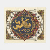 Royal Coat of Arms Luxury Lion Rampant フリースブランケット (正面(横))