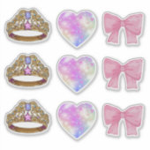 Royal Coquette Sticker Sheet | Gold Tiara & Pink  シール (正面)