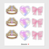 Royal Coquette Sticker Sheet | Gold Tiara & Pink  シール (シート)