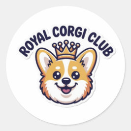 Royal Corgi Club Cute Corgi Crown Sticker Corgi Lo ラウンドシール