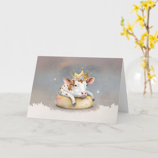 Royal Cow Dreaming on Cheese Throne                カード (黄色い花)
