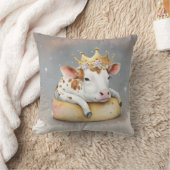 Royal Cow Dreaming on Cheese Throne                クッション (ブランケット)