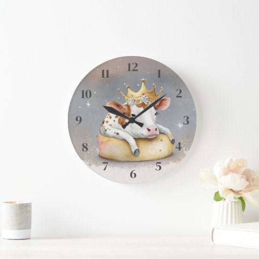 Royal Cow Dreaming on Cheese Throne                ラージ壁時計 (ホーム)