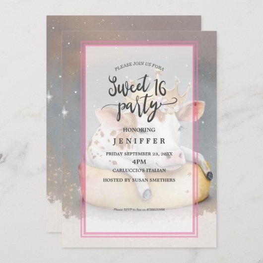 Royal Cow Dreaming on Cheese Throne 招待状 (正面/裏面)