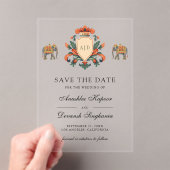 Royal Crest Elephant Indian Wedding Save the Date アクリル招待状 (インサイチュ (ポータブル))
