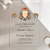 Royal Crest Elephant Indian Wedding Save the Date アクリル招待状