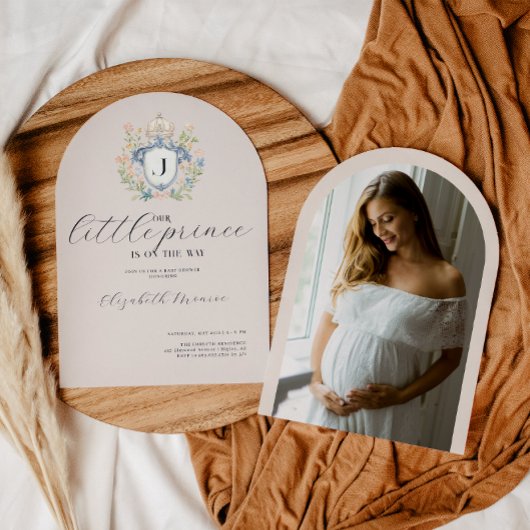 Royal Crest Little Prince Baby Shower 招待状