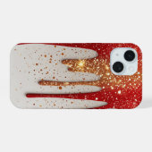 Royal Crimson Gold Drip ✨ Luxury Glitter Elegance iPhone 15ケース (裏面横)
