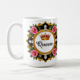 Royal Crown Frame With Diamonds And Floral Border コーヒーマグカップ