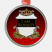 Royal Crown Shield Black Red Gradient Luxe メタルオーナメント (正面)