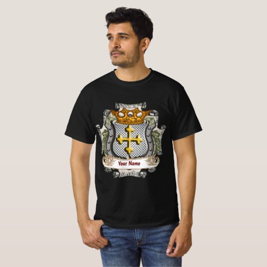 Royal Crown Shield  Surname  t-shirt Tシャツ (正面フル)