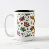 Royal Crowns and Jewels Pattern Mardi Gras Mug ツートーンマグカップ (左)