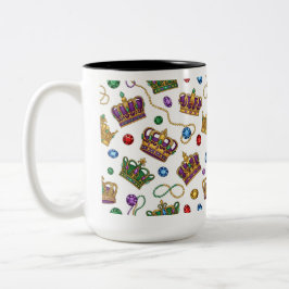 Royal Crowns and Jewels Pattern Mardi Gras Mug ツートーンマグカップ