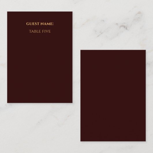 Royal Deep Burgundy Personalized place card プレイスカード (正面/裏面)