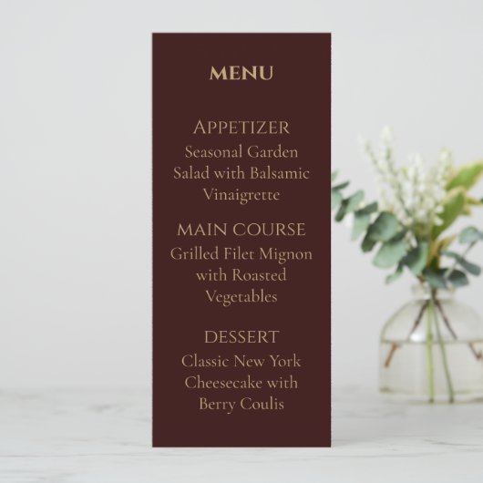Royal Deep Burgundy Personalized wedding menu メニュー (スタンド正面)