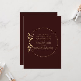Royal Deep Burgundy Save the Date Card 招待状