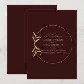 Royal Deep Burgundy Save the Date Card 招待状 (正面/裏面)