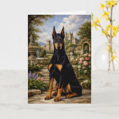 Royal Doberman Garden Card カード (黄色い花)