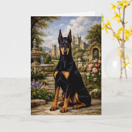 Royal Doberman Garden Card カード (黄色い花)