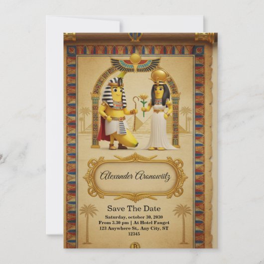 Royal Egyptian Wedding Invitation – Elegant Pharao 招待状 (正面)