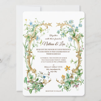 Royal Elegant Botanical Floral Aristocracy Wedding 招待状