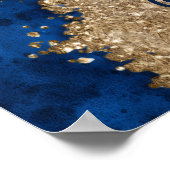 Royal Elegant Navy Blue Gold Wedding Welcome ポスター (角)