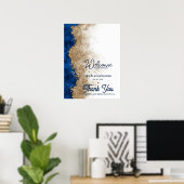 Royal Elegant Navy Blue Gold Wedding Welcome ポスター (ホームオフィス)