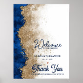 Royal Elegant Navy Blue Gold Wedding Welcome ポスター (正面)