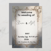 Royal Elegant Wedding Invitation | Luxury Gold & C 招待状 (正面/裏面)