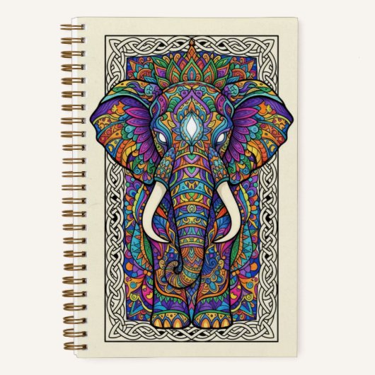Royal Elephant Mandala Zen tangle Journal ノートブック (正面)