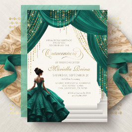 Royal Fairytale Green Modern Quinceanera 招待状